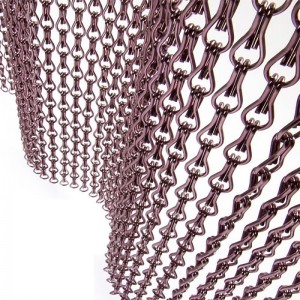 Dekorazio metalezko kate-loturako sare-gortina Aluminiozko aleazio-sarezko bobina-drapa