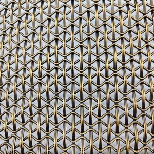 Héich Qualitéit Gold Brass Crimped Woven Drot Mesh gemaach Panel Écran fir Kichen Cabinet Dekoratioun